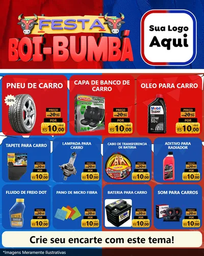 Modelo de Rede Social para Feed Instagram com o tema Festa Boi Bumbá para Auto peças
