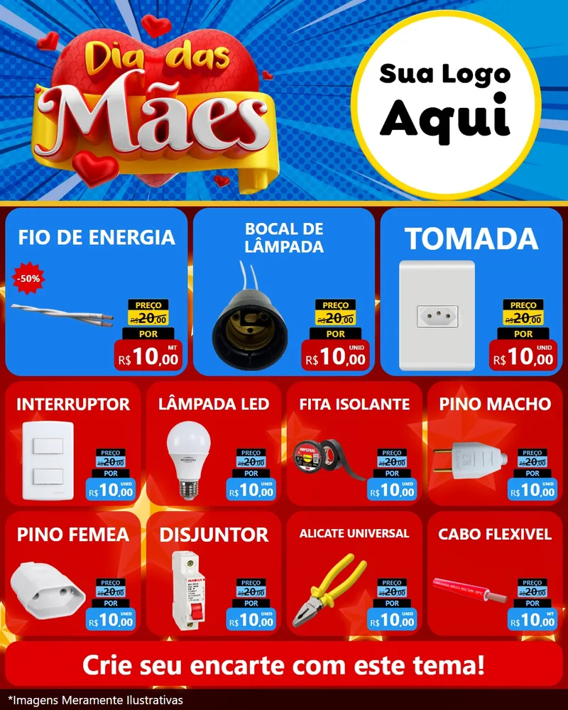 Modelo de Rede Social para Feed Instagram com o tema Dia das Mães para Materiais Elétricos