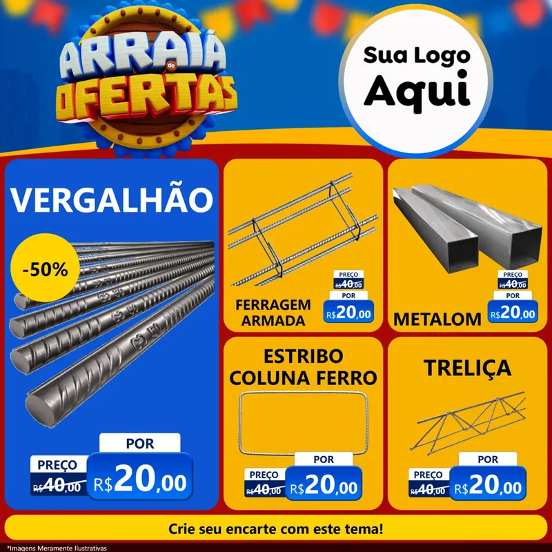Modelo de Rede Social para Feed Facebook com o tema Arraiá de Ofertas - Junina para Ferragens