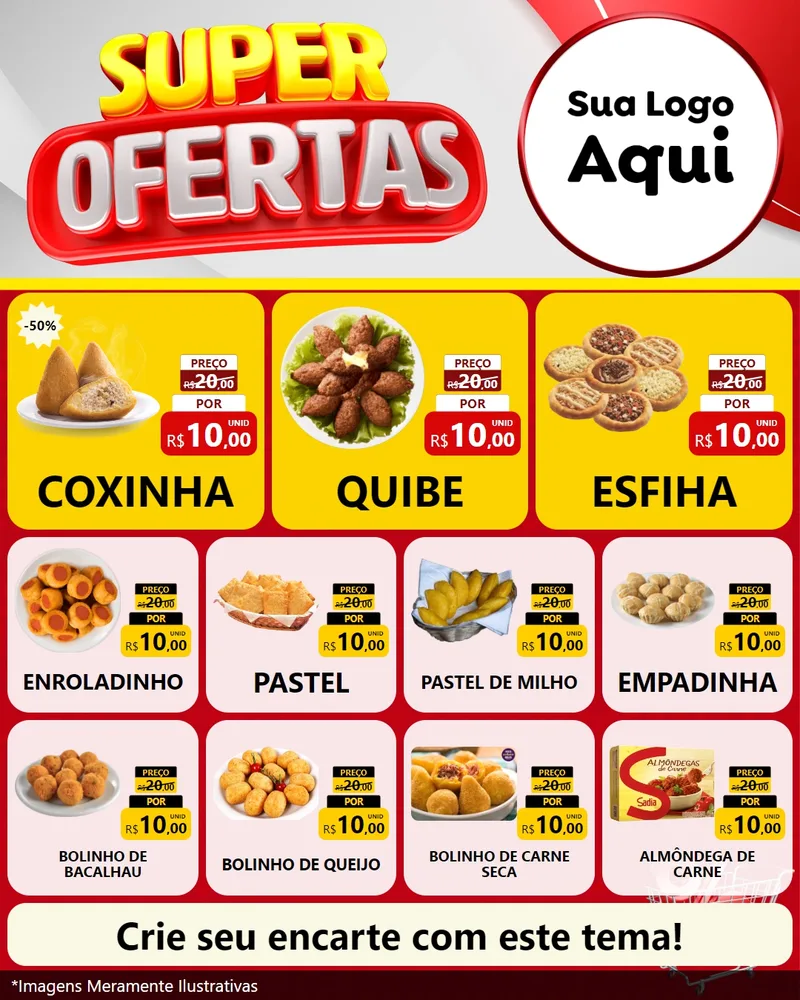 Modelo de Rede Social para Feed Instagram com o tema Super Ofertas para Salgadaria