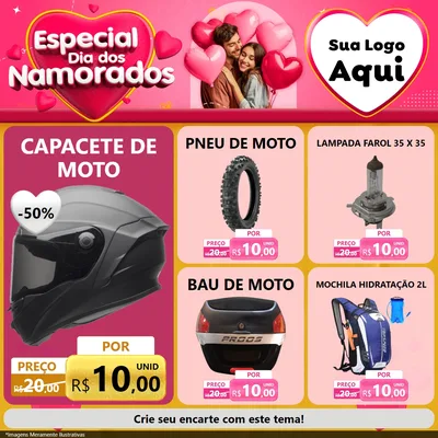 Modelo de Rede Social para Feed Facebook com o tema Especial Dia dos Namorados para Moto peças