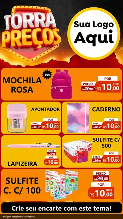 Modelo de TV para TV Vertical com o tema Torra Preços para Papelaria