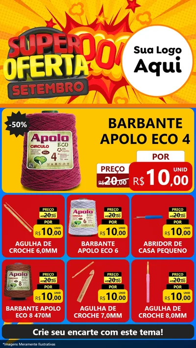Modelo de Rede Social para Stories com o tema Super Oferta Setembro para Armarinho e Aviamentos
