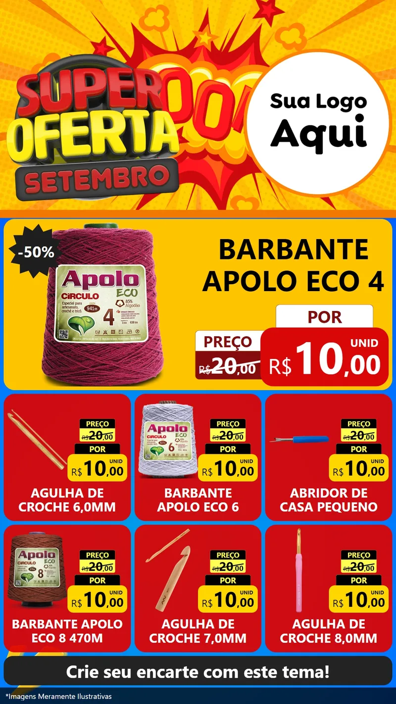 Modelo de Rede Social para Stories com o tema Super Oferta Setembro para Armarinho e Aviamentos