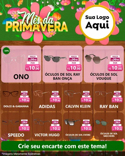 Modelo de Rede Social para Feed Instagram com o tema Mês da Primavera para Óticas
