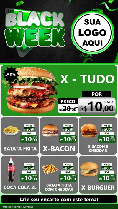 Modelo de Rede Social para Stories com o tema Black Week para Hamburgueria