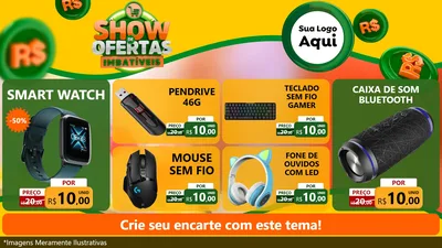 Modelo de TV para TV Horizontal com o tema Show de Ofertas Imbatíveis para Informática