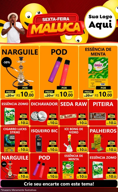 Modelo de Encarte para Encarte Grande com o tema Sexta-feira Maluca para Tabacaria