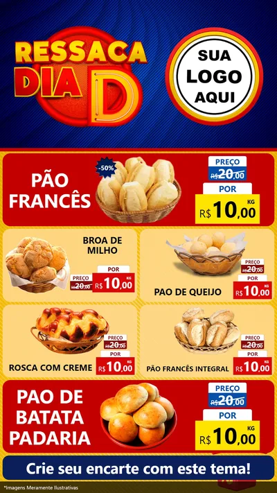 Modelo de TV para TV Vertical com o tema Ressaca Dia D para Padaria