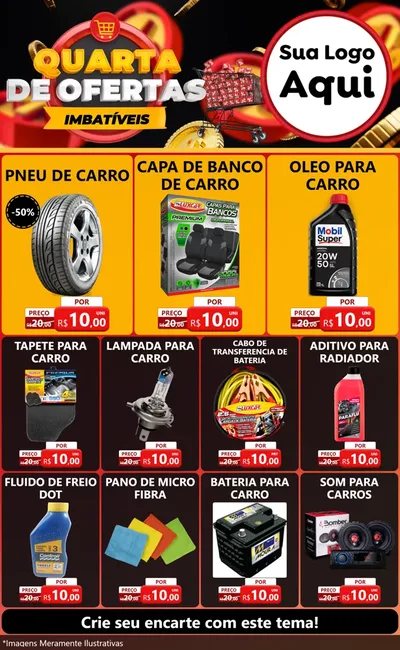 Modelo de Encarte para Encarte Grande com o tema Quarta de Ofertas Imbatíveis para Auto peças