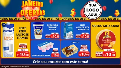Modelo de TV para TV Horizontal com o tema Janeiro de Ofertas É Aqui! para Frios e Laticínios