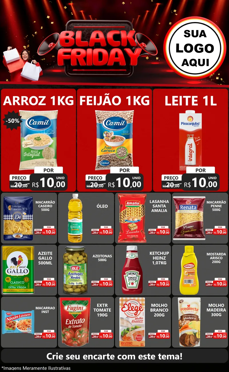 Modelo de Encarte para Encarte Grande com o tema Black Friday para Supermercado