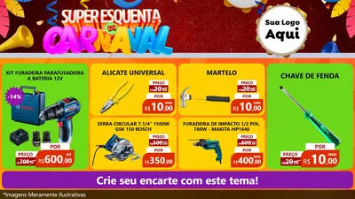 Modelo de TV para TV Horizontal com o tema Super Esquenta de Carnaval para Maquinas e Ferramentas