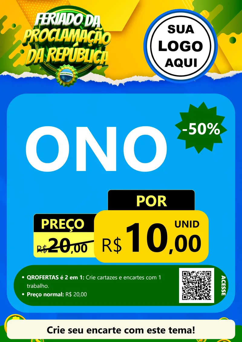 Modelo de Cartaz para Cartaz A4 Vertical com o tema Feriado da Proclamação da República para Óticas
