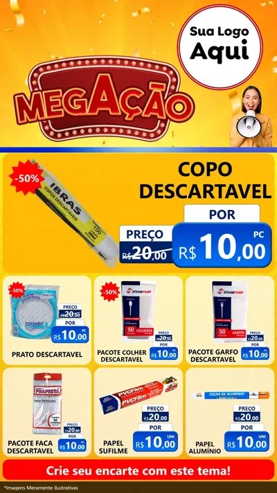 Modelo de Rede Social para Stories com o tema Mega Ação para Embalagens
