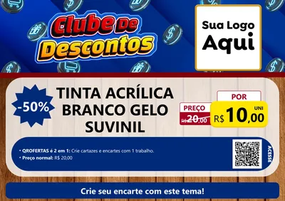 Modelo de Cartaz para Cartaz A4 Horizontal com o tema Clube de Descontos para Tintas e Ferramentas