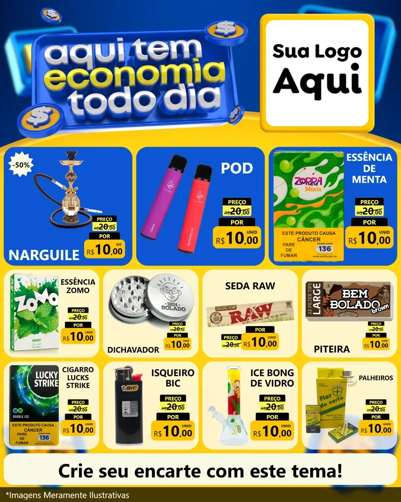 Modelo de Rede Social para Feed Instagram com o tema Aqui Tem Economia Todo Dia para Tabacaria