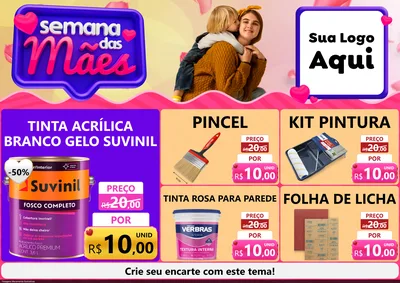 Modelo de Encarte para Encarte A4 Horizontal com o tema Semana das Mães para Tintas e Ferramentas