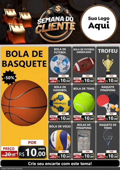 Modelo de Encarte para Encarte A4 Vertical com o tema Semana do Cliente para Artigos Esportivos
