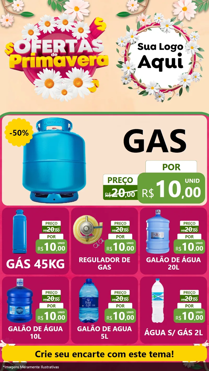 Modelo de Rede Social para Stories com o tema Ofertas de Primavera para Água e gás