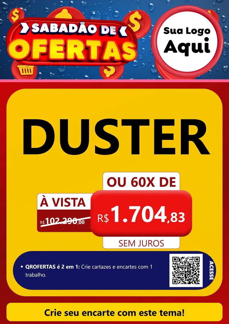 Modelo de Cartaz para Cartaz A4 Vertical com o tema Sabadão de Ofertas para Concessionaria de Carros