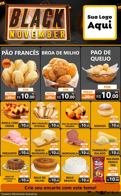 Modelo de Encarte para Encarte Grande com o tema Black November para Padaria