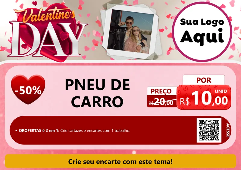 Modelo de Cartaz para Cartaz A4 Horizontal com o tema Valentine's Day para Auto peças