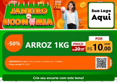 Modelo de Cartaz para Cartaz A4 Horizontal com o tema Janeiro da Economia para Supermercado
