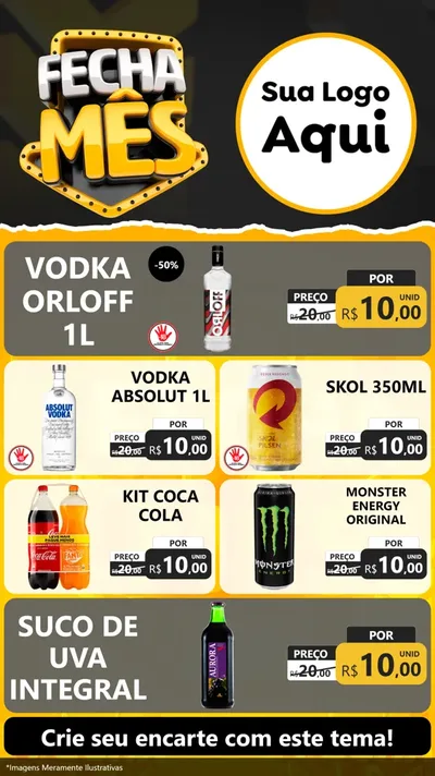 Modelo de TV para TV Vertical com o tema Fecha Mês para Distribuidora de bebidas