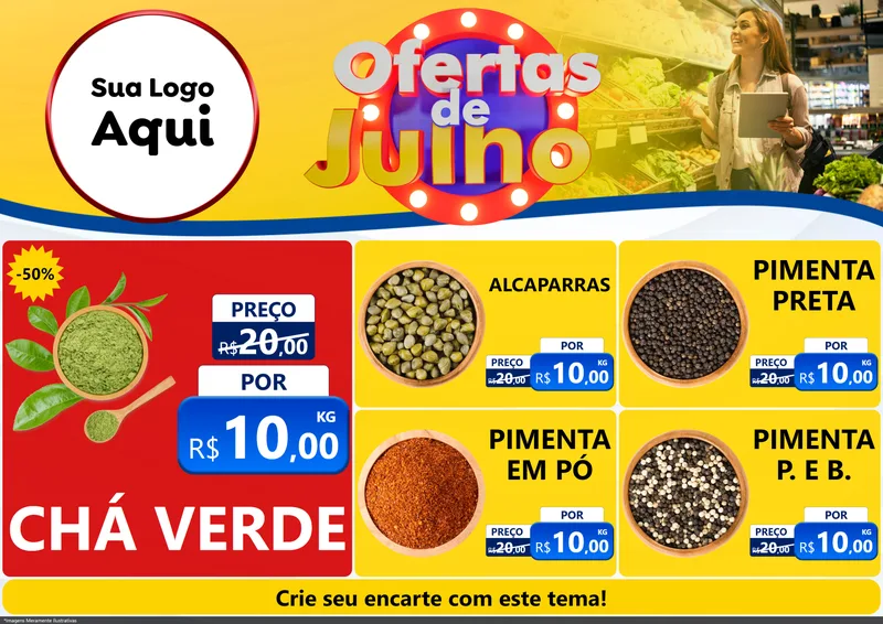 Modelo de Encarte para Encarte A4 Horizontal com o tema Ofertas de Julho para Produtos Naturais