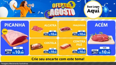 Modelo de TV para TV Horizontal com o tema Ofertas de Agosto para Açougue