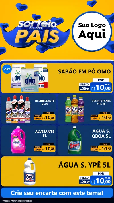 Modelo de TV para TV Vertical com o tema Sorteio Dia dos Pais para Produtos de Limpeza