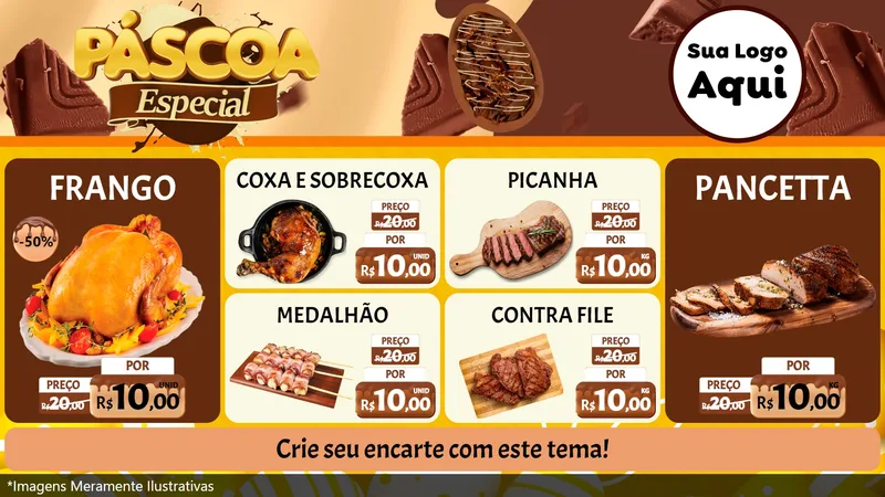 Modelo de TV para TV Horizontal com o tema Páscoa Especial para Assados