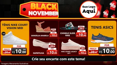 Modelo de TV para TV Horizontal com o tema Black November para Calçados