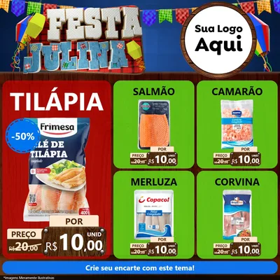 Modelo de Rede Social para Feed Facebook com o tema Festa Julina para Peixaria