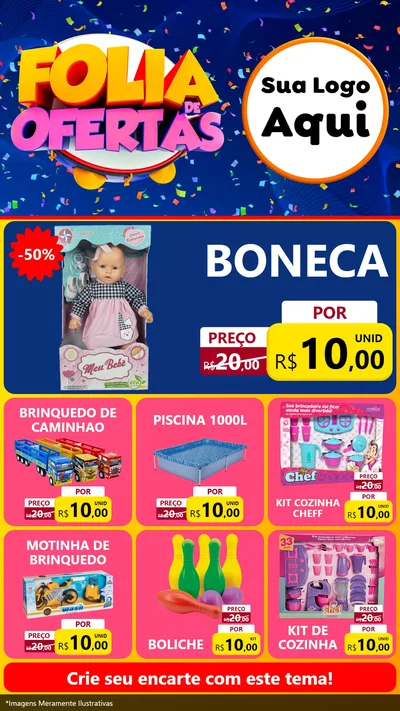 Modelo de Rede Social para Stories com o tema Folia de Ofertas para Brinquedos