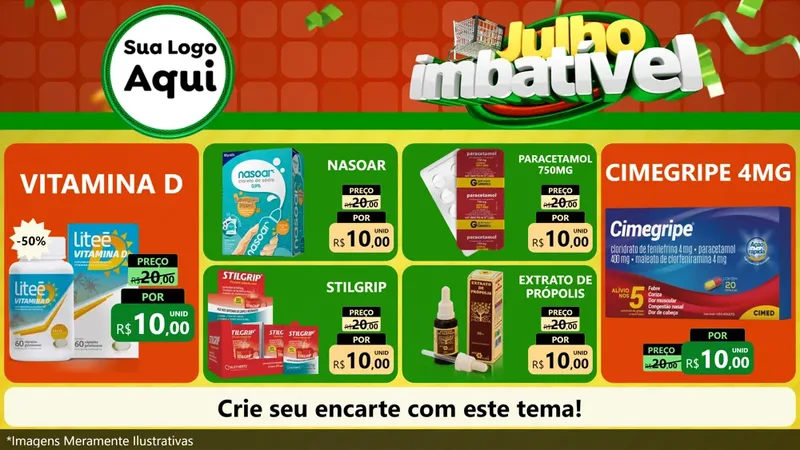 Modelo de TV para TV Horizontal com o tema Julho Imbatível para Farmácia