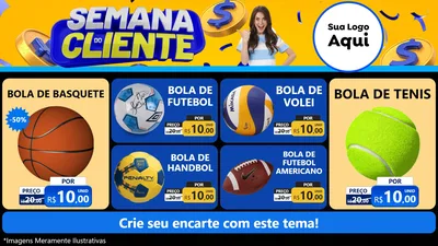 Modelo de TV para TV Horizontal com o tema Semana do Cliente para Artigos Esportivos