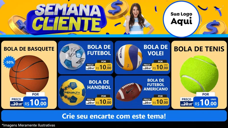 Modelo de TV para TV Horizontal com o tema Semana do Cliente para Artigos Esportivos