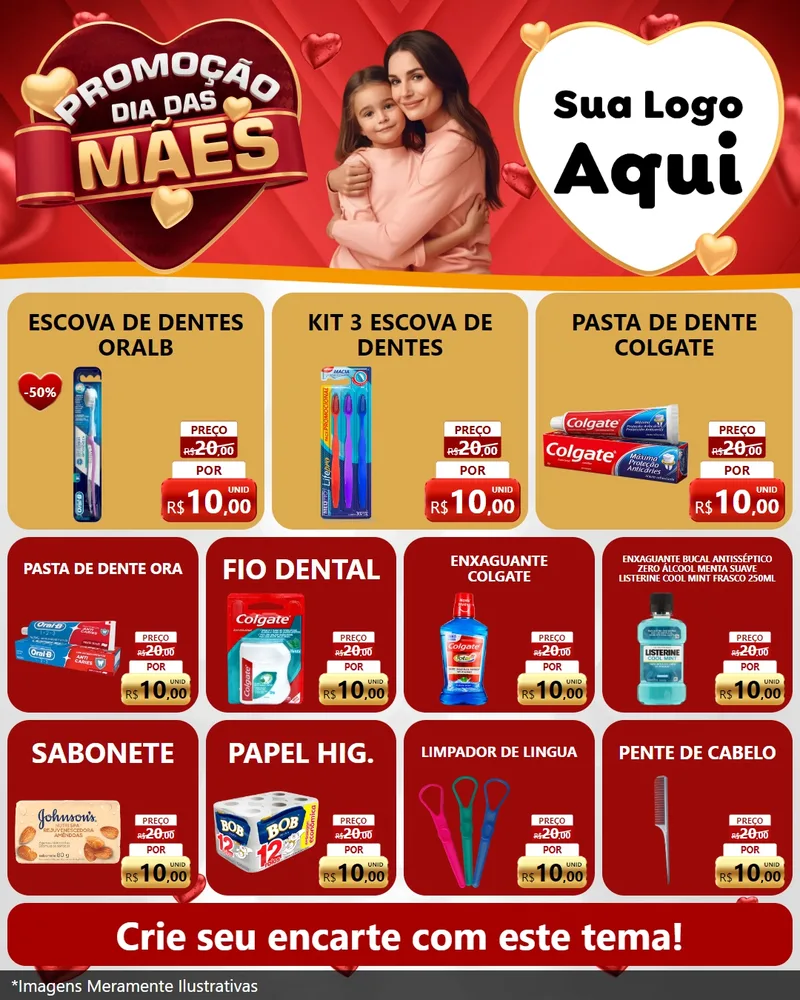 Modelo de Rede Social para Feed Instagram com o tema Promoção Dia das Mães para Higiene Pessoal