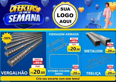 Modelo de Encarte para Encarte A4 Horizontal com o tema Ofertas de Fim de Semana para Ferragens