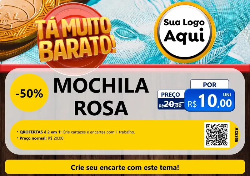 Modelo de Cartaz para Cartaz A4 Horizontal com o tema Está Muito Barato para Papelaria