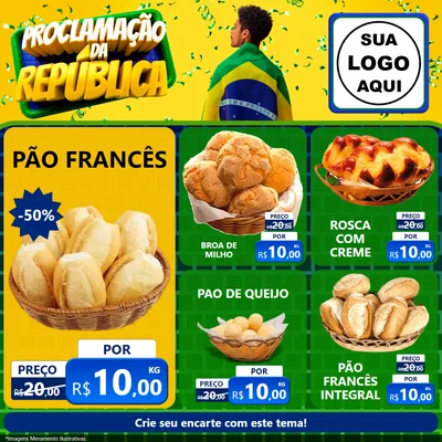 Modelo de Rede Social para Feed Facebook com o tema Proclamação da República para Padaria