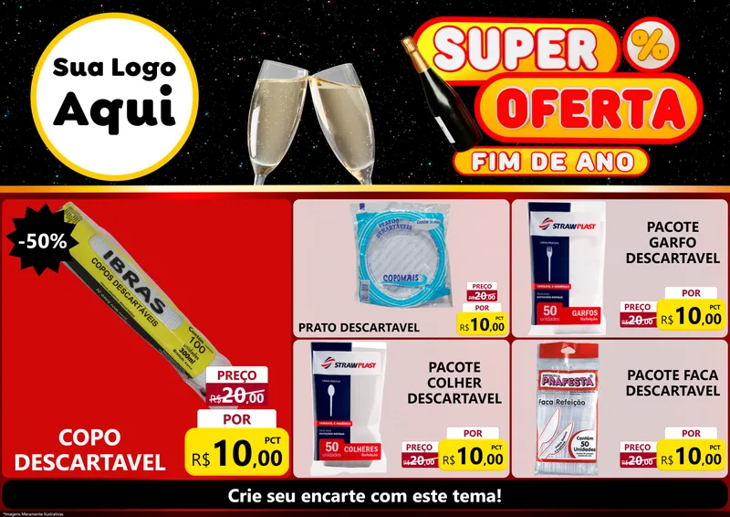 Modelo de Encarte para Encarte A4 Horizontal com o tema Super Oferta Fim de Ano para Embalagens