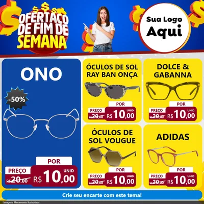 Modelo de Rede Social para Feed Facebook com o tema Ofertaço de Fim de Semana para Óticas