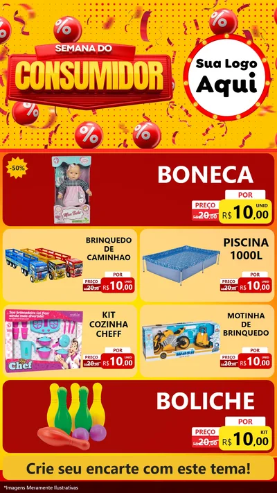 Modelo de TV para TV Vertical com o tema Semana do Consumidor para Brinquedos
