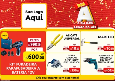 Modelo de Encarte para Encarte A4 Horizontal com o tema Dia A o Dia Mais Barato do Mês para Maquinas e Ferramentas