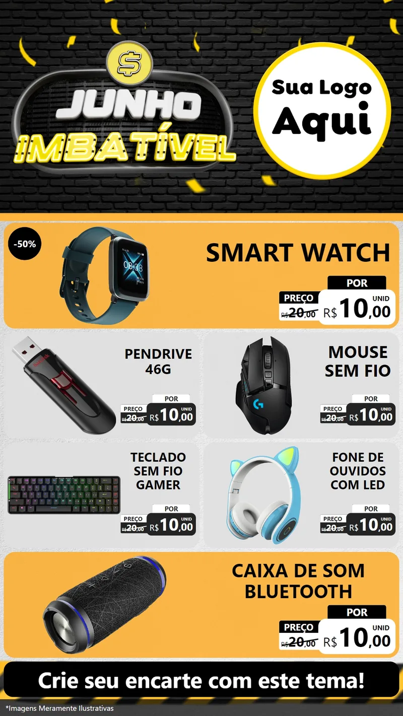 Modelo de TV para TV Vertical com o tema Junho Imbatível para Informática
