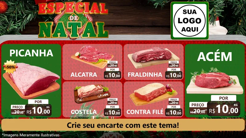 Modelo de TV para TV Horizontal com o tema Especial de Natal para Açougue
