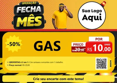 Modelo de Cartaz para Cartaz A4 Horizontal com o tema Operação Fecha Mês para Água e gás